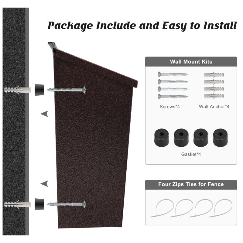 KYODOLED Wall-Mount Mailbox, Large Capacity Mail Box, Galvanized Steel Rust-Proof Metal Post Box, Mailboxes for Outside,15.7"x9.9"x4.9" Bronze - Image 4